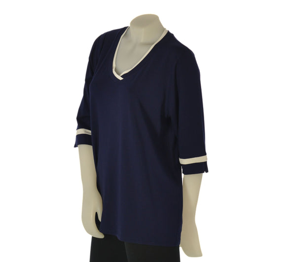 MAGLIA DONNA SCOLLO V MANICA TRE QUARTI TAGLIE COMODE  SOPHIA CURVY ART. 25123