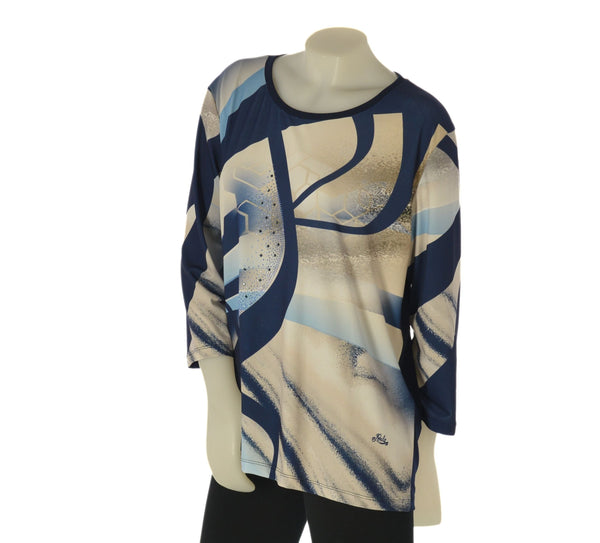 MAGLIA DONNA TAGLIE OVER PERLA FANTASIA STRASS MANICA TRE QUARTI ART. 2567
