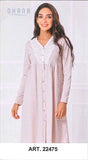 CAMICIA DA NOTTE APERTA DONNA MANICA LUNGA PURO COTONE PIZZO  OHANA ART. 22475