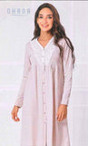 CAMICIA DA NOTTE APERTA DONNA MANICA LUNGA PURO COTONE PIZZO  OHANA ART. 22475
