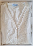 CAMICIA DA NOTTE APERTA DONNA MANICA LUNGA PURO COTONE PIZZO  OHANA ART. 22475