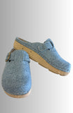 CIABATTA INBLU DONNA IN LANA COTTA FIBBIA RFEGOLABILE GOMMA ANTISCIVOLO EFFETTO SUGHERO IMPUNTURE  A MANO ART ED000027