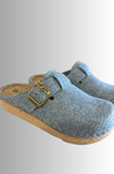 CIABATTA INBLU DONNA IN LANA COTTA FIBBIA RFEGOLABILE GOMMA ANTISCIVOLO EFFETTO SUGHERO IMPUNTURE  A MANO ART ED000027