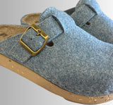 CIABATTA INBLU DONNA IN LANA COTTA FIBBIA RFEGOLABILE GOMMA ANTISCIVOLO EFFETTO SUGHERO IMPUNTURE  A MANO ART ED000027