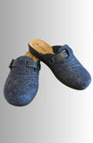 CIABATTE INBLU  CON FIBBIA REGOLABILE IN LANA COTTA IMPUNTURATA CONFORTEVOLE CALDA ART CF000050