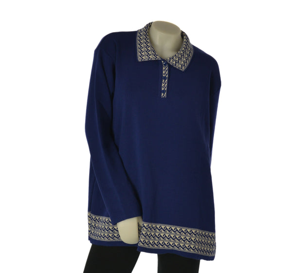 MAGLIONE DONNA ANNALISA MINETTI TAGLIE OVER POLO BOTTONI LUREX ART. 2510 OVER
