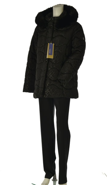 GIACCONE DONNA VIRGINIA BLU TAGLIE OVER TRAPUNTATO ZIP BOTTONI CAPPUCCIO TASCHE ART. CONF-DARLA-41C
