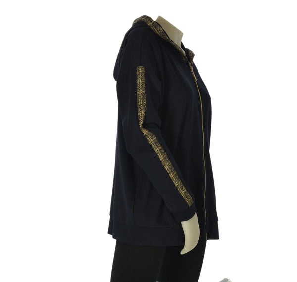 FELPA DONNA ELISA CASTELLI  TAGLIE OVER GARZATA CAPPUCCIO FULL ZIP TASCHE ART. 2005