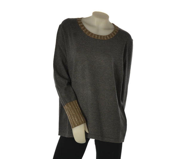 MAGLIONE DONNA GAIA B. TAGLIE OVER GIROCOLLO STRASS ART. 415