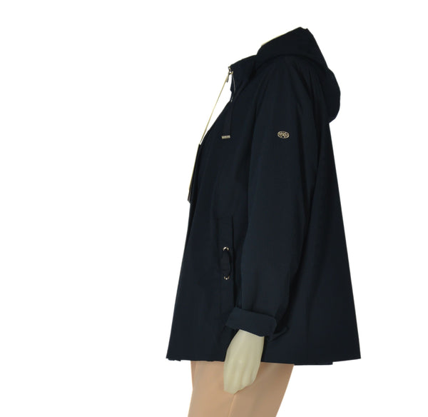 GIACCA DONNA VIRGINIA BLU TAGLIE OVER CAPPUCCIO ZIP TASCHE ANTIVENTO ART. CONF-FELCE-13C