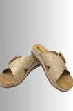 CIABATTE INBLU DONNA TOMAIA ECOPELLE SUOLA VERA PELLE TRASPIRANTE FIBBIA IN FINTO OSSO SUOLA 4CM ART FT000020