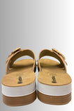 CIABATTE INBLU DONNA TOMAIA ECOPELLE SUOLA VERA PELLE TRASPIRANTE FIBBIA IN FINTO OSSO SUOLA 4CM ART FT000020