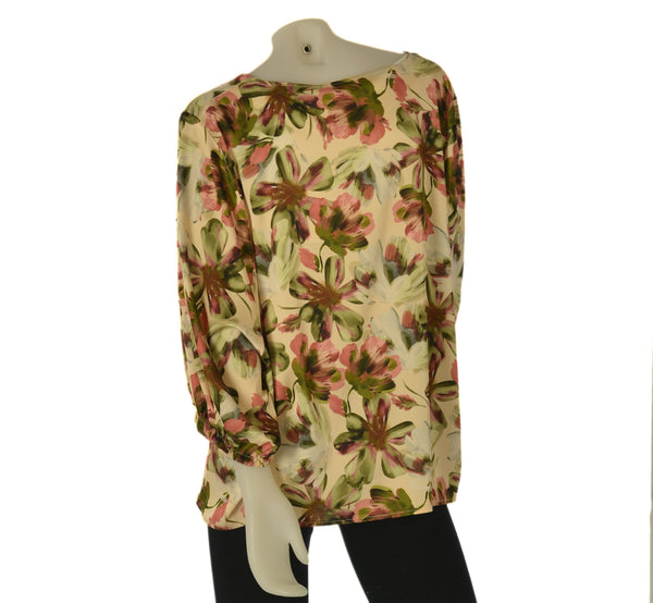 BLUSA DONNA CONFORMATA ELISA CASTELLI GIROCOLO MANICA TRE QUARTI ELASTICO FIORI MORBIDA ART.150019