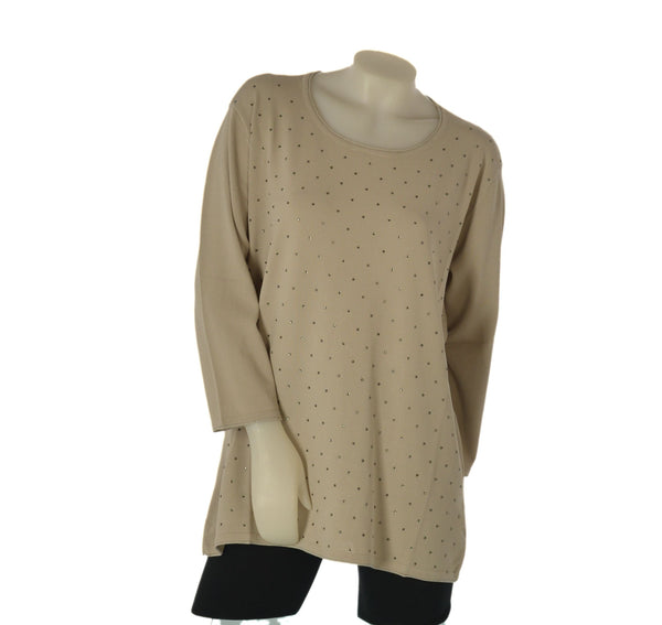 MAGLIA DONNA GAIA PIU TAGLIE OVER MANICHE 3/4 STRASS VISCOSA ART. 550