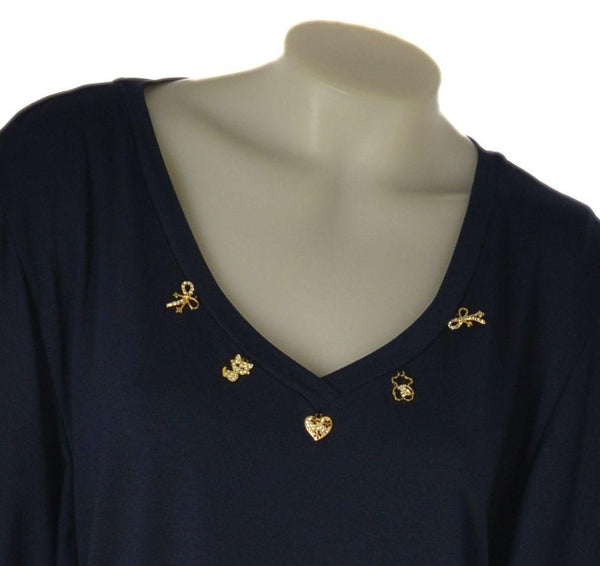 T-SHIRT DONNA ELISA CASTELLI CONFORMATA GIROCOLLO MANICA SCESA APPLICAZIONE SPACCHETTI ART.140024