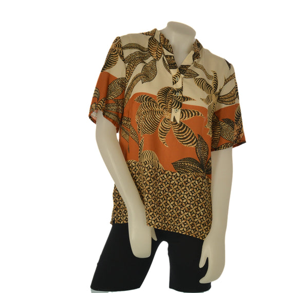 CAMICIA DONNA BARBARELLA COLLETTO BOTTONI MEZZA MANICA FANTASIA SPACCHETTI ART.1027