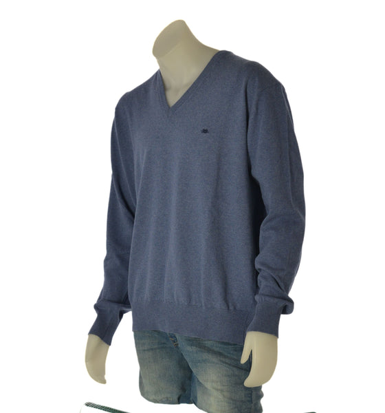 MAGLIONE UOMO IL GRANCHIO CONFORMATO COTONE SCOLLO V MANICA LUNGA POLSINI FASCIA LOGO ART.FEDRO26-V