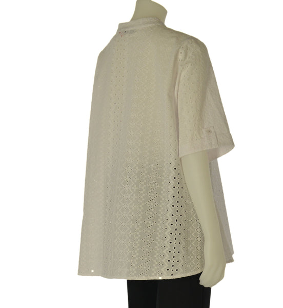 CAMICIA DONNA BARBARELLA CONFORMATA COREANA BOTTONI MEZZA MANICA SANGALLO ART.1019CX