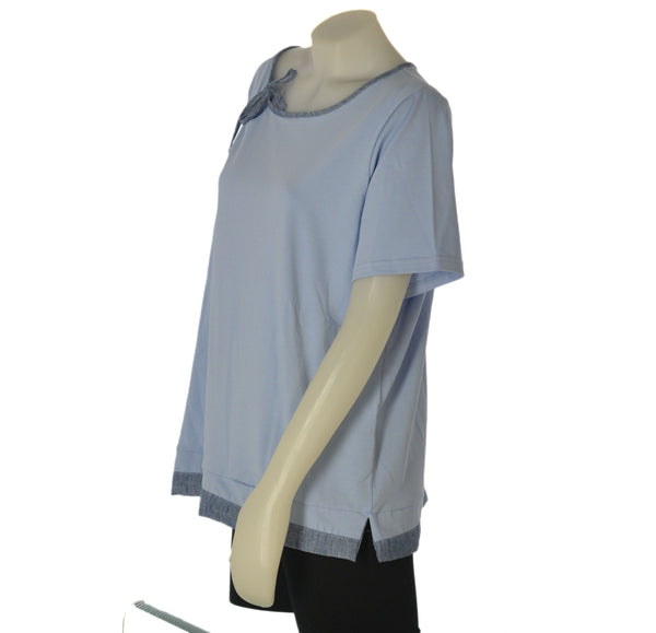 T-SHIRT DONNA GAIA CONFORMATA MEZZA MANICA GIROCOLLO LACCETTO SPACCHI FIAMMATA ART.503