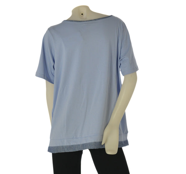 T-SHIRT DONNA GAIA CONFORMATA MEZZA MANICA GIROCOLLO LACCETTO SPACCHI FIAMMATA ART.503