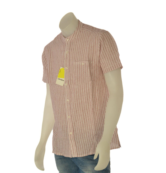 CAMICIA UOMO LOSAN MANICA CORTA COREANA TASCHINO LINO COTONE ART. LMNAP0102-26012