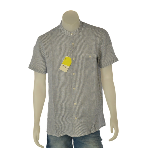 CAMICIA UOMO LOSAN COREANA MANICA CORTA RIGHE COTONE LINO TASCHINO ART. LMNAP0102-26013