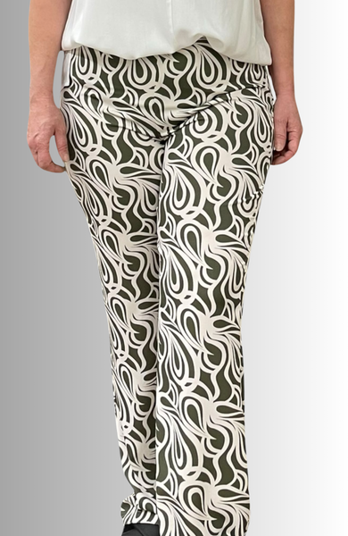 PANTALONE DONNA TAGLIE OVER ELISA CASTELLI FANTASIA ZIP ELASTICO ART. 1870