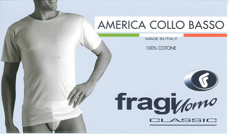 MAGLIA FRAGI UOMO RAGAZZO PURO COTONE MEZZA MANICA ART.AMERICA COLLO BASSO
