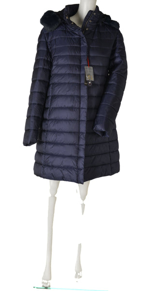 GIACCONE DONNA CONFORMATO ZIP BOTTONI CAPPUCCIO ECOPELLICCIA TASCHE  MARCA FOUR STREETS ART.T251SP