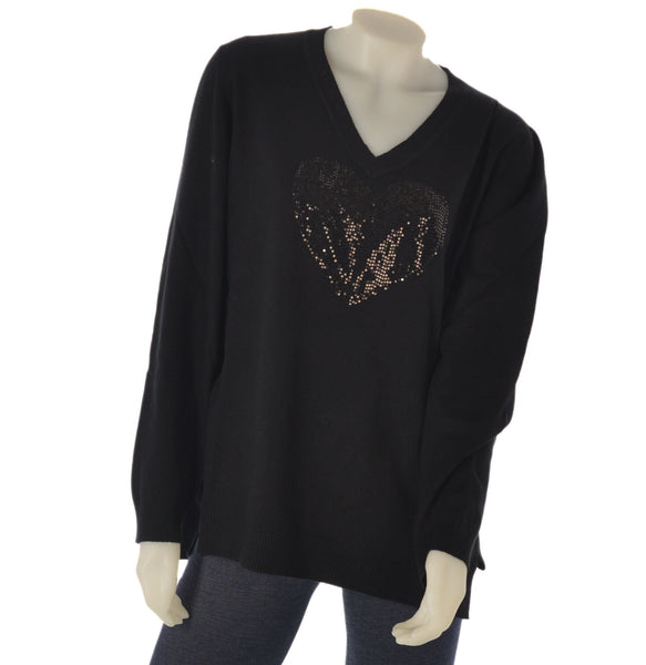 MAGLIONE DONNA RAGAZZA CURVY VISCOSA SCOLLO A V CUORE MARCA DOLCEMENTE ART.10