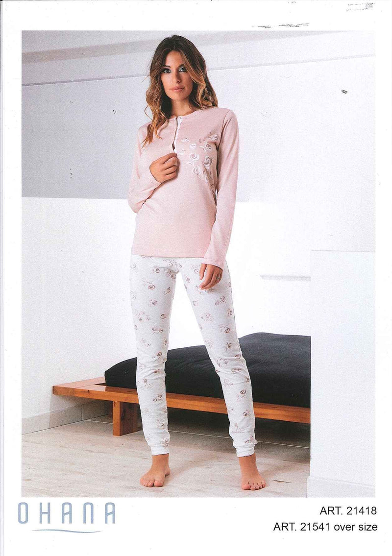 PIGIAMA CALIBRATO DONNA RAGAZZA SERAFINO PURO COTONE MARCA OHANA ART.21541