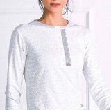 CAMICIA DA NOTTE DONNA TERMO COTONE TASCA FIORI PIZZO MARCA OHANA ART.21873