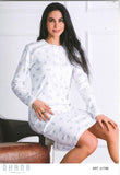 CAMICIA DA NOTTE DONNA TERMO COTONE FIORI BOTTONI MARCA OHANA ART.21789