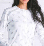 CAMICIA DA NOTTE DONNA TERMO COTONE FIORI BOTTONI MARCA OHANA ART.21789