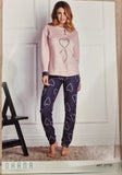 PIGIAMA DONNA SERAFINO CALDO JACQUARD FANTASIA CUORI POLSINI MARCA OHANA ART. 21720