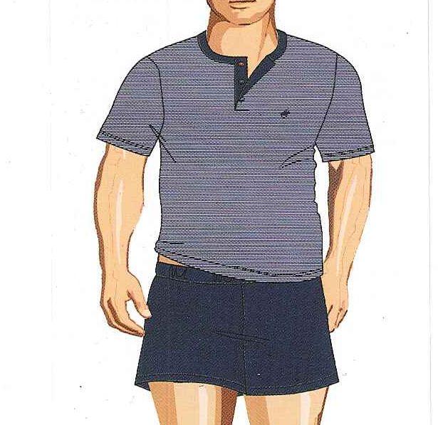PIGIAMA CORTO UOMO CALIBRATO SERAFINO TINTA UNITA PURO COTONE MARCA BIPBIP ART. 1236