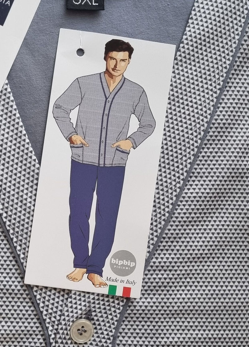 PIGIAMA APERTO UOMO CALIBRATO TASCHE PURO COTONE MARCA BIPBIP ART. 3750