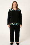 COMPLETO DONNA RAGAZZA BLUSA PANTALONI ELASTICIZZATO TAGLIE OVER MARCA GIUNE ART. CM102