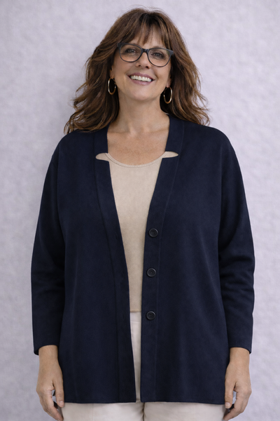 CARDIGAN DONNA CONFORMATO SILCO BOTTONI COLLETTO SPACCHETTI COMODO ART.561