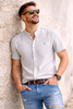 CAMICIA UOMO LOSAN MANICA CORTA COREANA TASCHINO LINO COTONE ART. LMNAP0102-26012