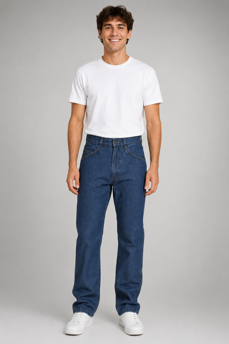 PANTALONE JEANS COTONE RAGAZZO UOMO BOTTONE ZIP VITA ALTA MARCA CORONA ART.460