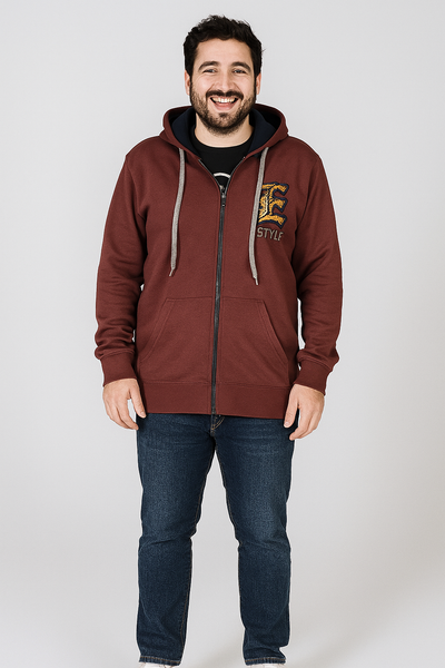 FELPA UOMO CONFORMATA ZIP CAPPUCCIO POLSINI FASCIA STAMPA MARCA MAX FORT ART.E2124370
