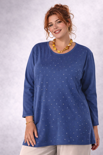 MAGLIA DONNA GAIA PIU TAGLIE OVER MANICHE 3/4 STRASS VISCOSA ART. 550