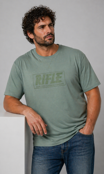 T-SHIRT UOMO RIFLE TAGLIE OVER GIROCOLLO STAMPA LOGO COTONE ART. ORFT600