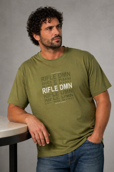 T-SHIRT UOMO RIFLE TAGLIE OVER GIROCOLLO STAMPA LOGO COTONE ART. ORFT601