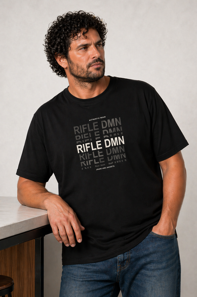 T-SHIRT UOMO RIFLE TAGLIE OVER GIROCOLLO STAMPA LOGO COTONE ART. ORFT601