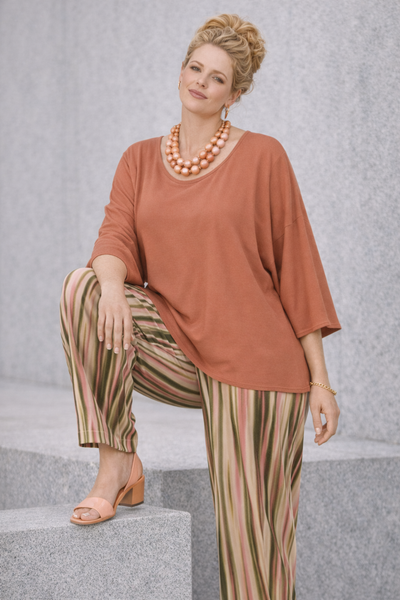 PANTALONI DONNA ELISA CASTELLI CONFORMATI ELASTICO FANTASIA LARGHI MORBIDI LEGGERI ART.18093