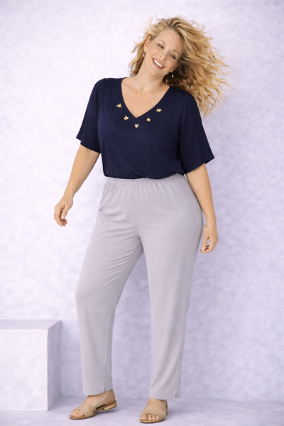 PANTALONI DONNA GIGLIOROSSO CONFORMATO ELEGANTE ELASTICO MORBIDO SPACCHETTO ART.26090