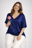 BLUSA DONNA SOPHIA TAGLIE OVER RASO SCOLLO V MANICA CORTA VISCOSA ART. 26057
