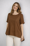 BLUSA DONNA SOPHIA TAGLIE OVER MANICHE CORTE SVASATA LINO ART.26044